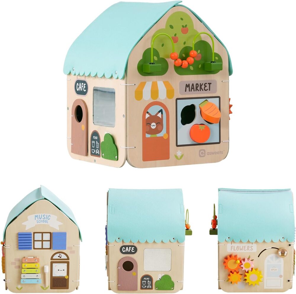 New in the Box! 2 in 1 Montessori Wooden Busy House or Board Toy for Toddlers
